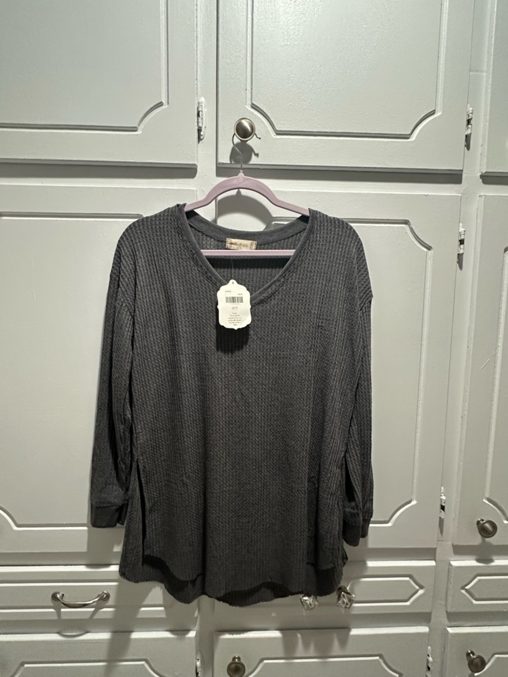 Altar'd State grey waffle knit long-sleeve tunic